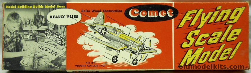 Comet F4U Corsair - 20 Inch Wingspan Flying Balsa Airplane - Coke Bottle Issue, R4-59 plastic model kit